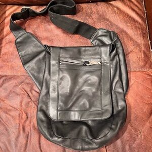 Calvin Klein Black Leather Men's satchel cross body Bag